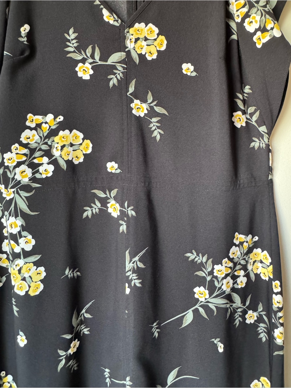LOFT outlet Black Tea Length Dress with Yellow Floral Print - Picture 6 of 10